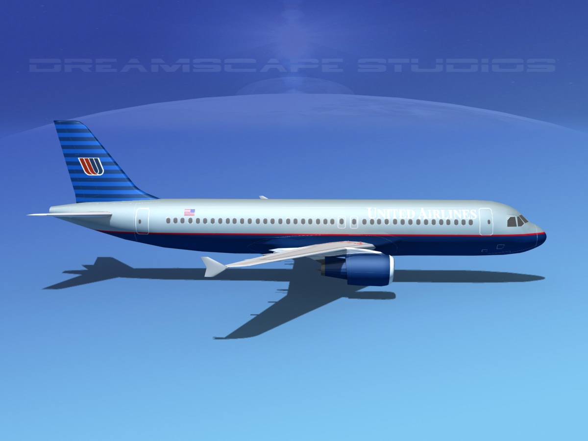 Airbus A320 LP United Airlines 1 Low-poly 3D model_6