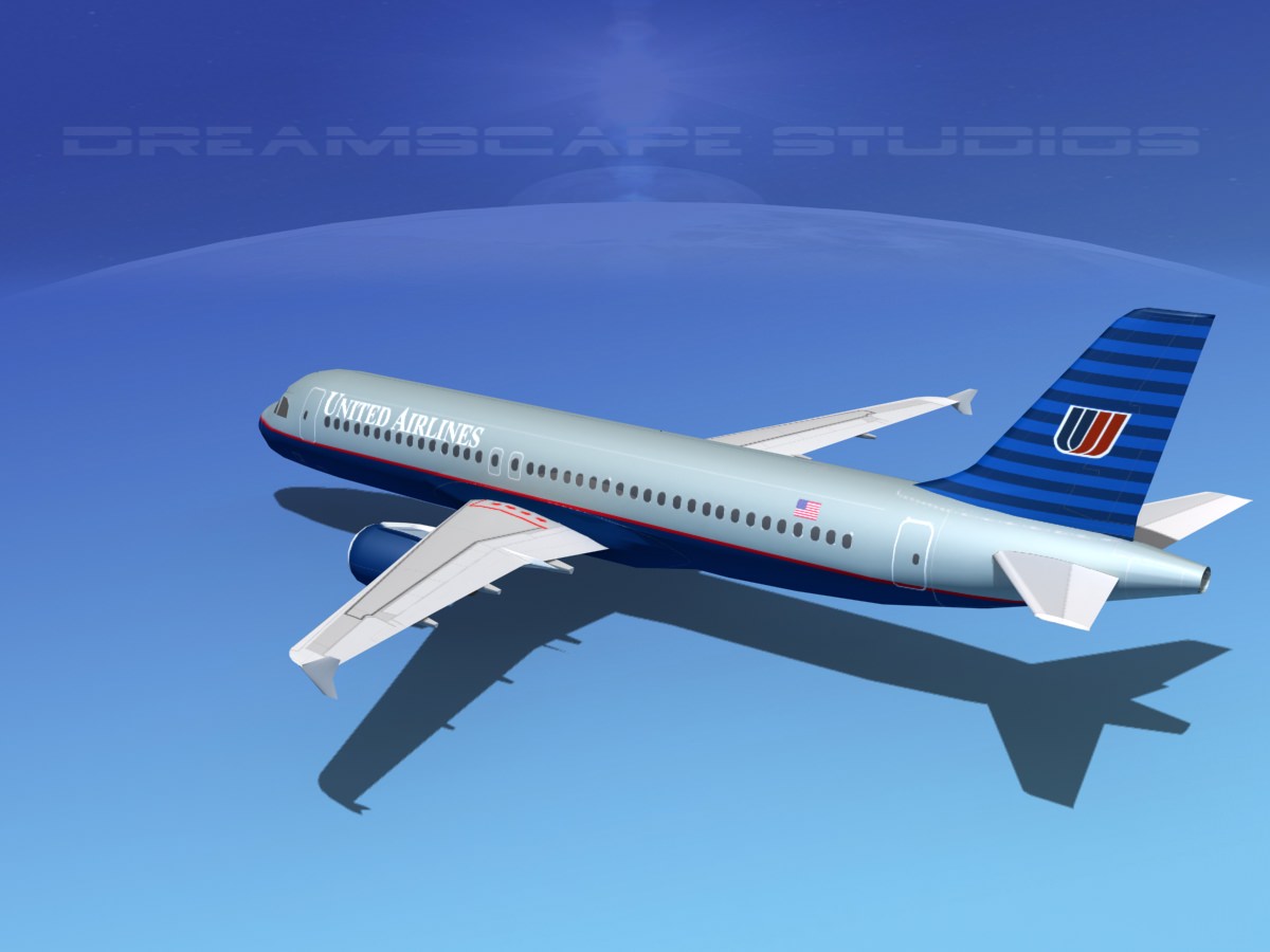 Airbus A320 LP United Airlines 1 Low-poly 3D model_10
