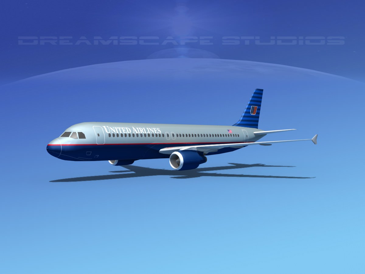 Airbus A320 LP United Airlines 1 Low-poly 3D model_2