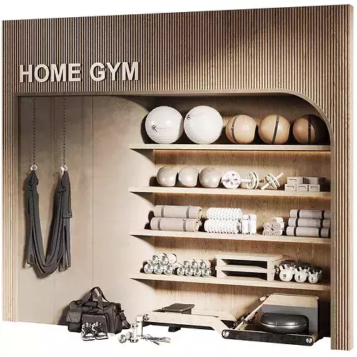 Home Gym Wall Rack with Equipment 08