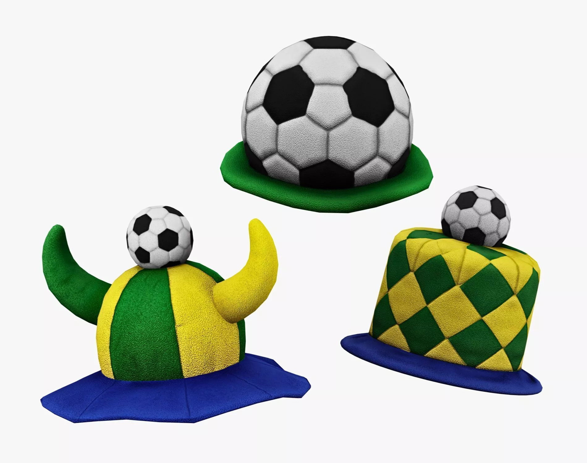 World Cup Soccer Hats - Sports Hats Low-poly 3D model