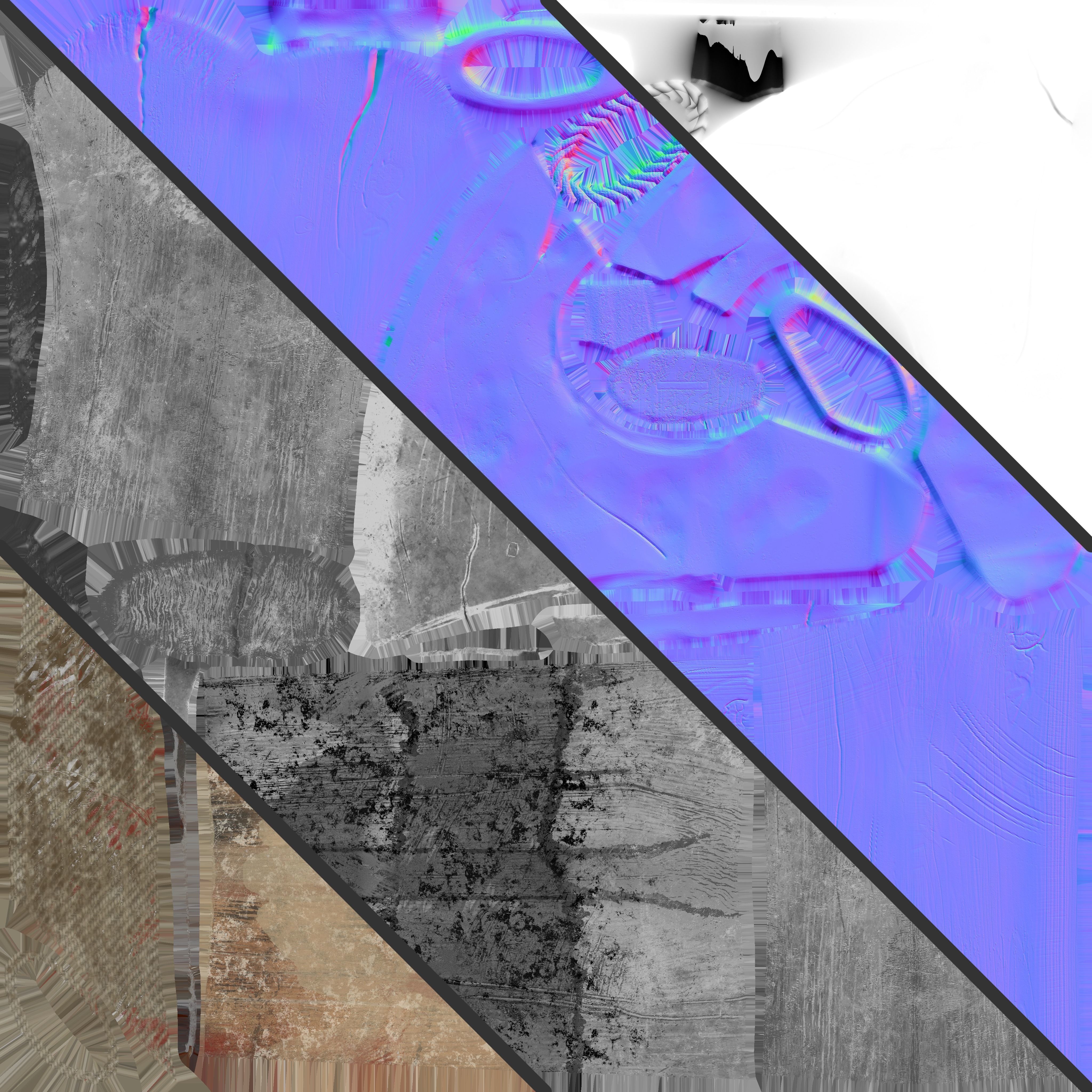 Game Ready Aged Wooden Axe Low-poly 3D model_6