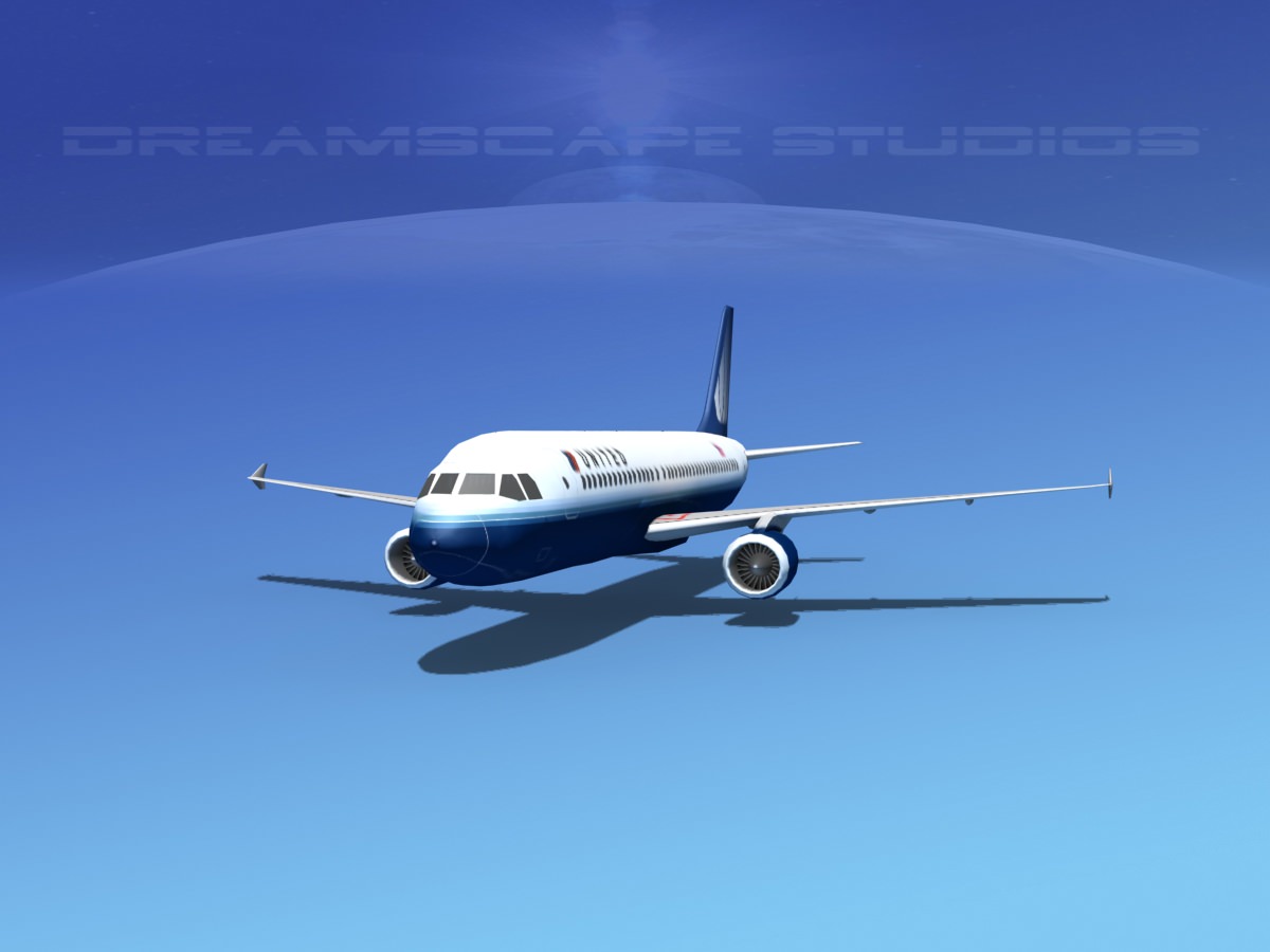 Airbus A320 LP United Airlines 2 Low-poly 3D model_2
