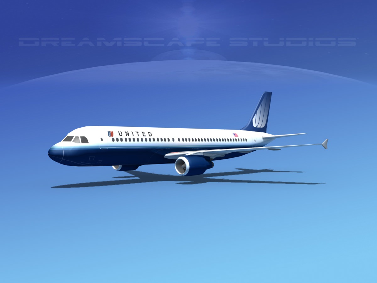 Airbus A320 LP United Airlines 2 Low-poly 3D model_1