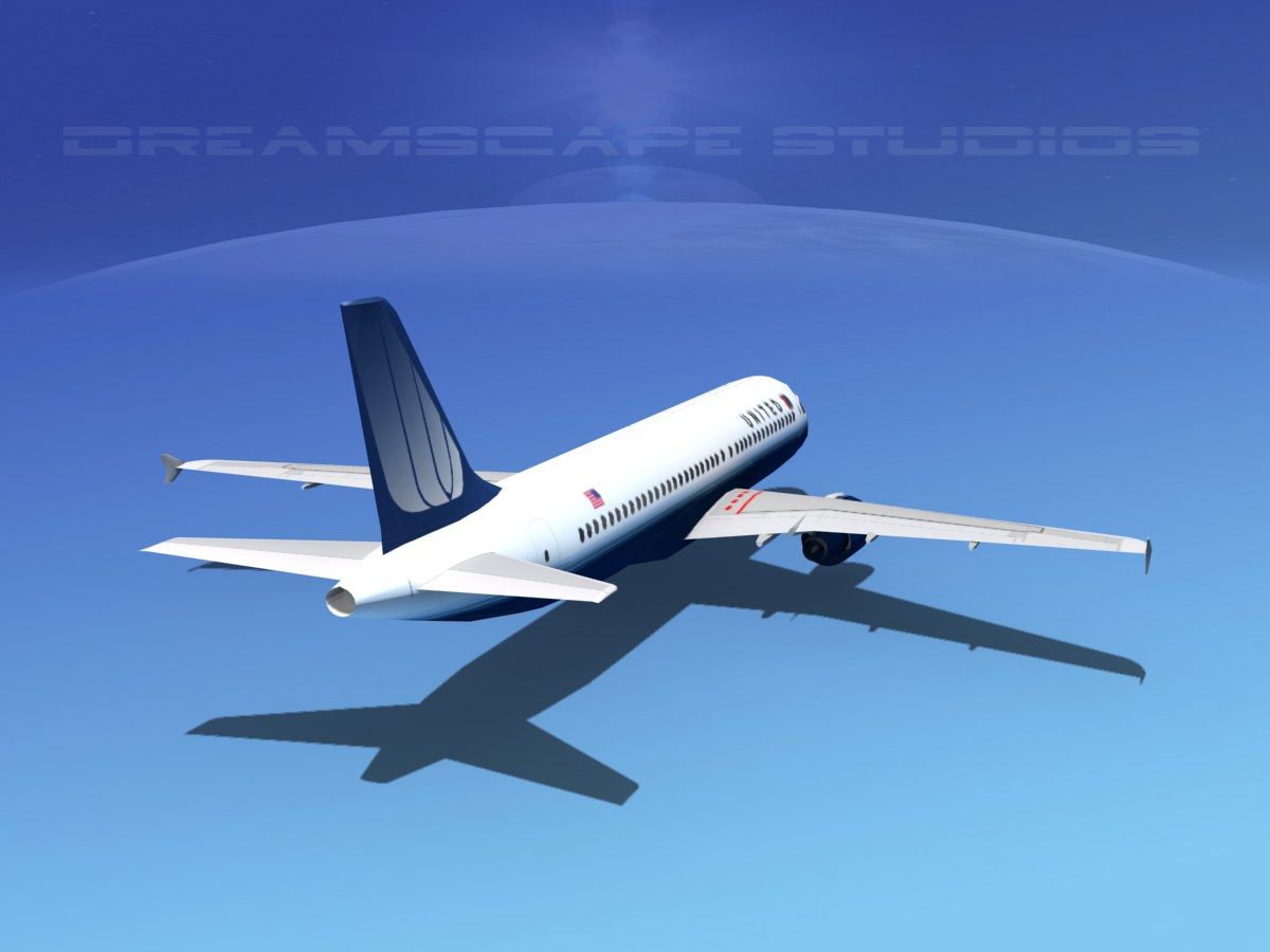 Airbus A320 LP United Airlines 2 Low-poly 3D model_7