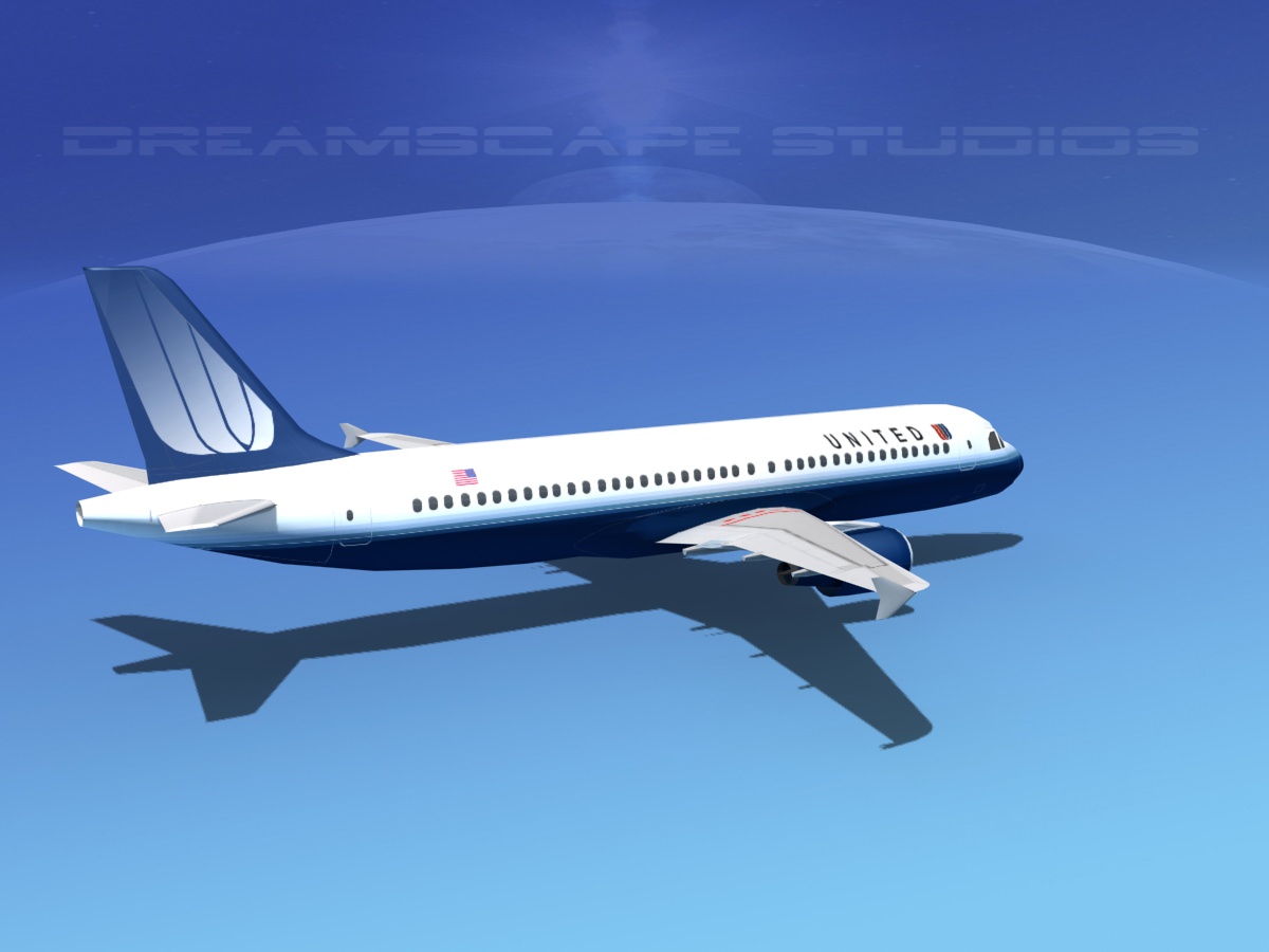 Airbus A320 LP United Airlines 2 Low-poly 3D model_6