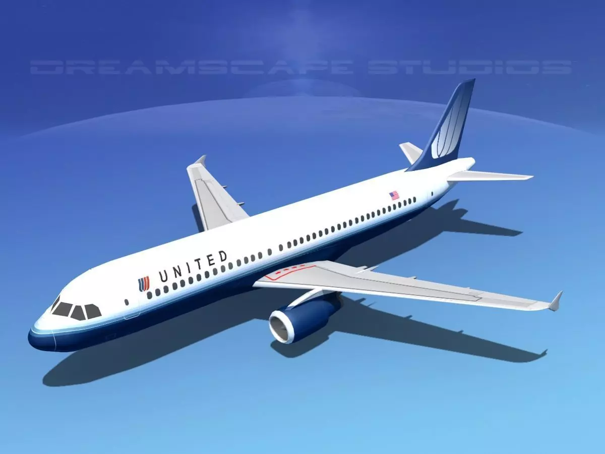 Airbus A320 LP United Airlines 2 Low-poly 3D model_0