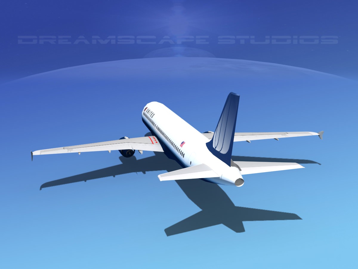 Airbus A320 LP United Airlines 2 Low-poly 3D model_8
