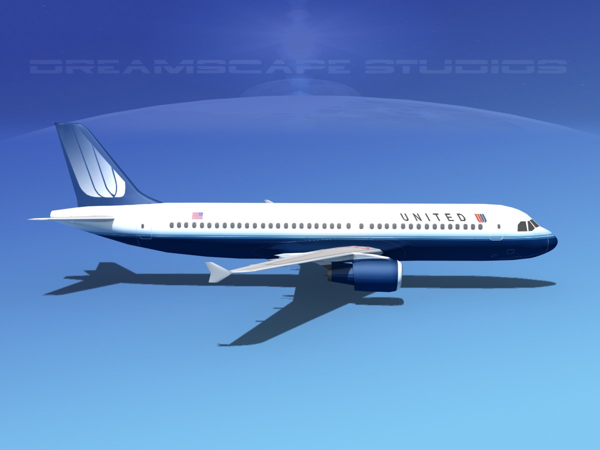 Airbus A320 LP United Airlines 2 Low-poly 3D model_5
