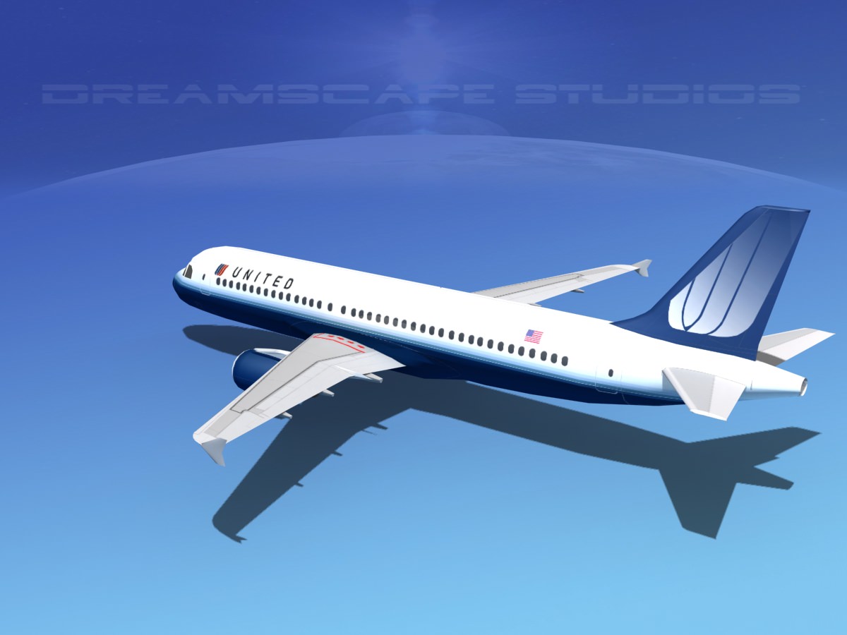 Airbus A320 LP United Airlines 2 Low-poly 3D model_9