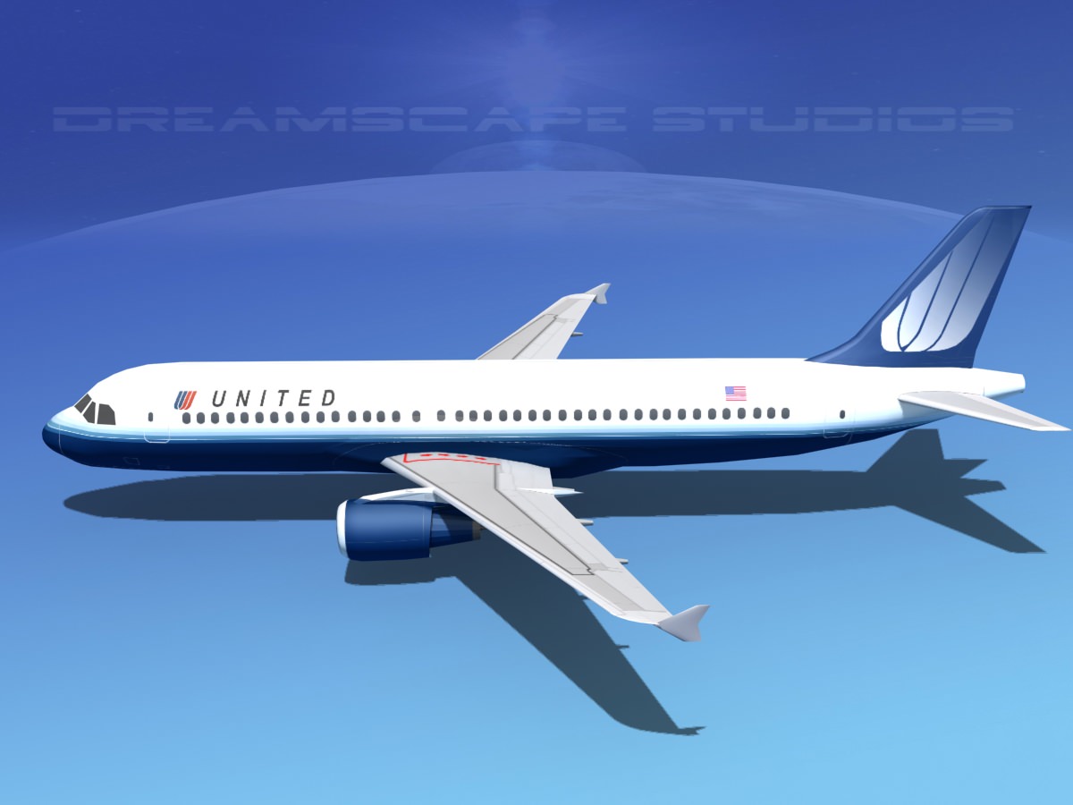 Airbus A320 LP United Airlines 2 Low-poly 3D model_10