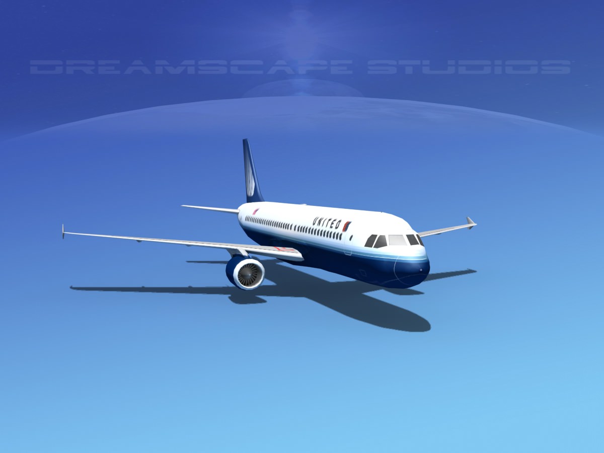 Airbus A320 LP United Airlines 2 Low-poly 3D model_3