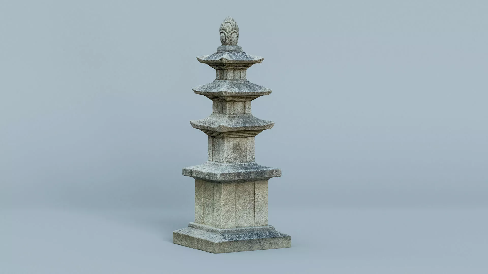 Traditional Korean Stone Pagoda Lantern Photogrammetry Scan Low-poly 3D model