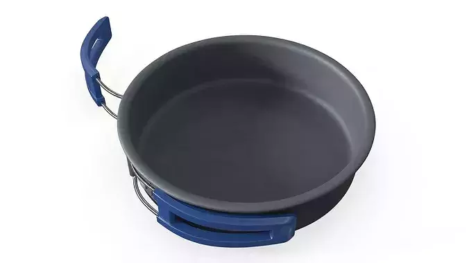 Camping Cooking Pot Blue Handle Vegetable Soup 3D model 7