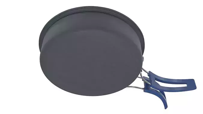 Camping Cooking Pot Blue Handle Vegetable Soup 3D model 5