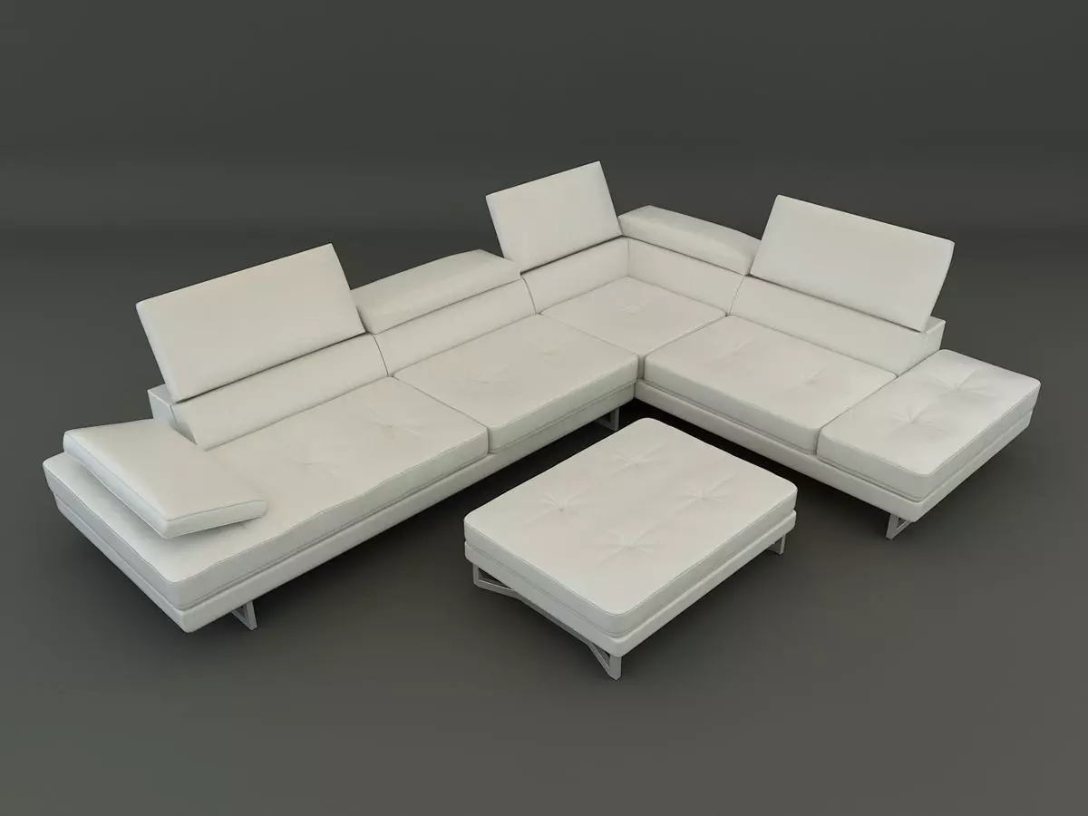 Leather Corner Sofa 3D model_0