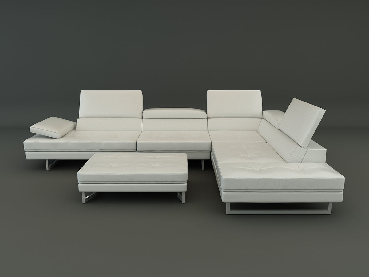 Leather Corner Sofa 3D model_1