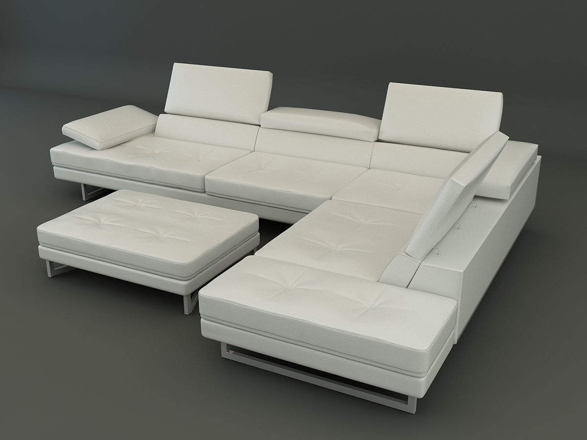 Leather Corner Sofa 3D model_2