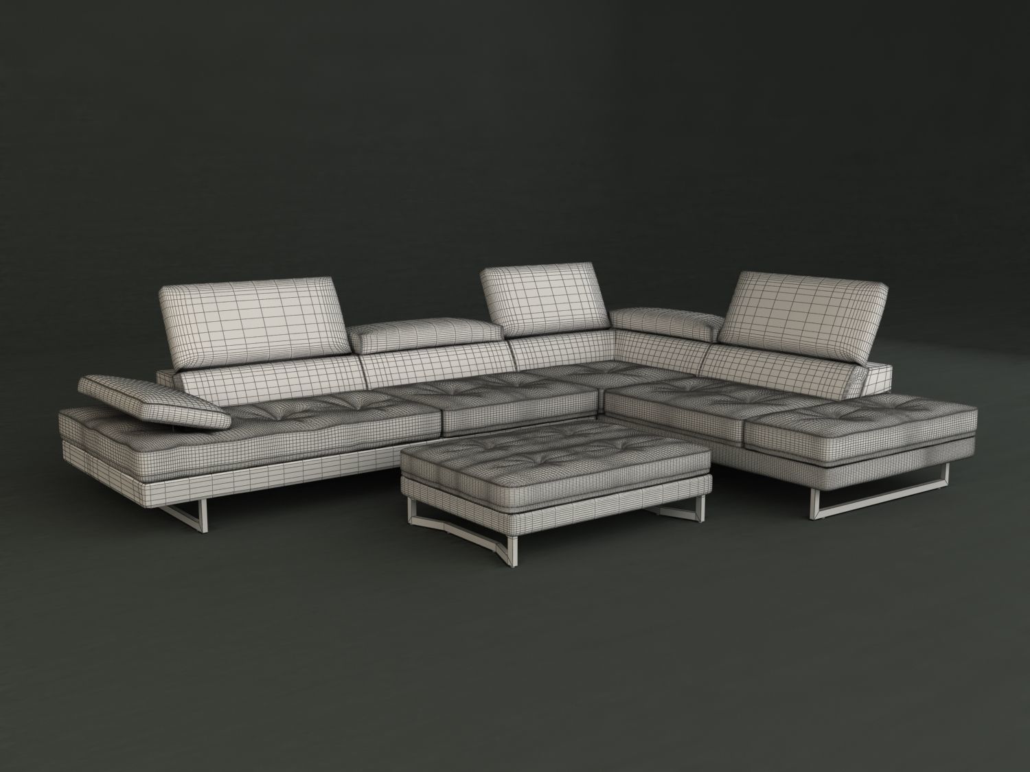 Leather Corner Sofa 3D model_3