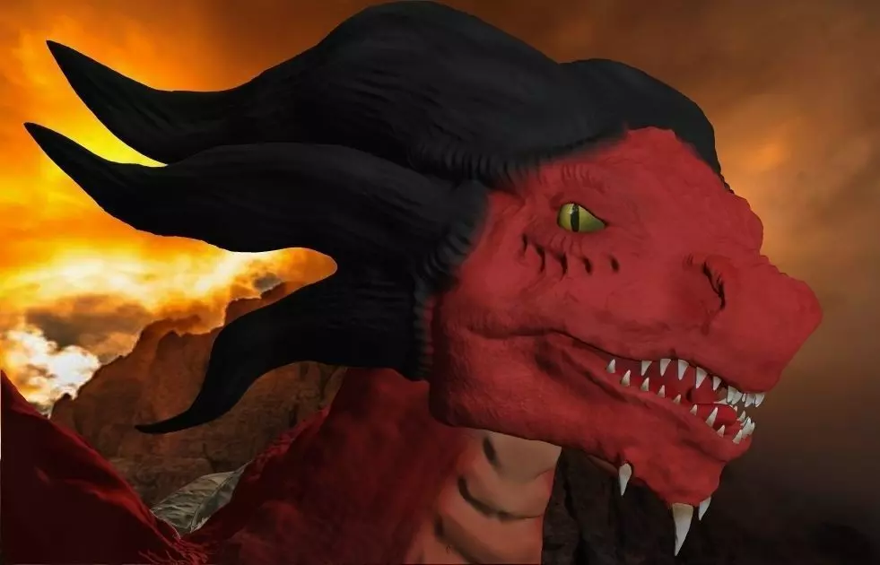 Ruby dragon Low-poly 3D model_0