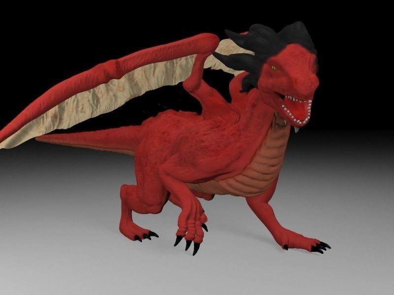 Ruby dragon Low-poly 3D model_2