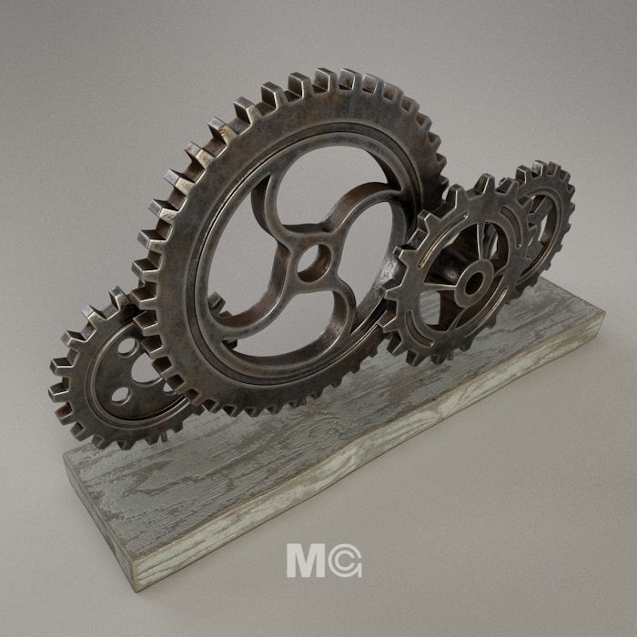 Gears three metal 3D model_1