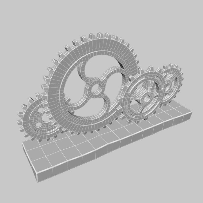 Gears three metal 3D model_2