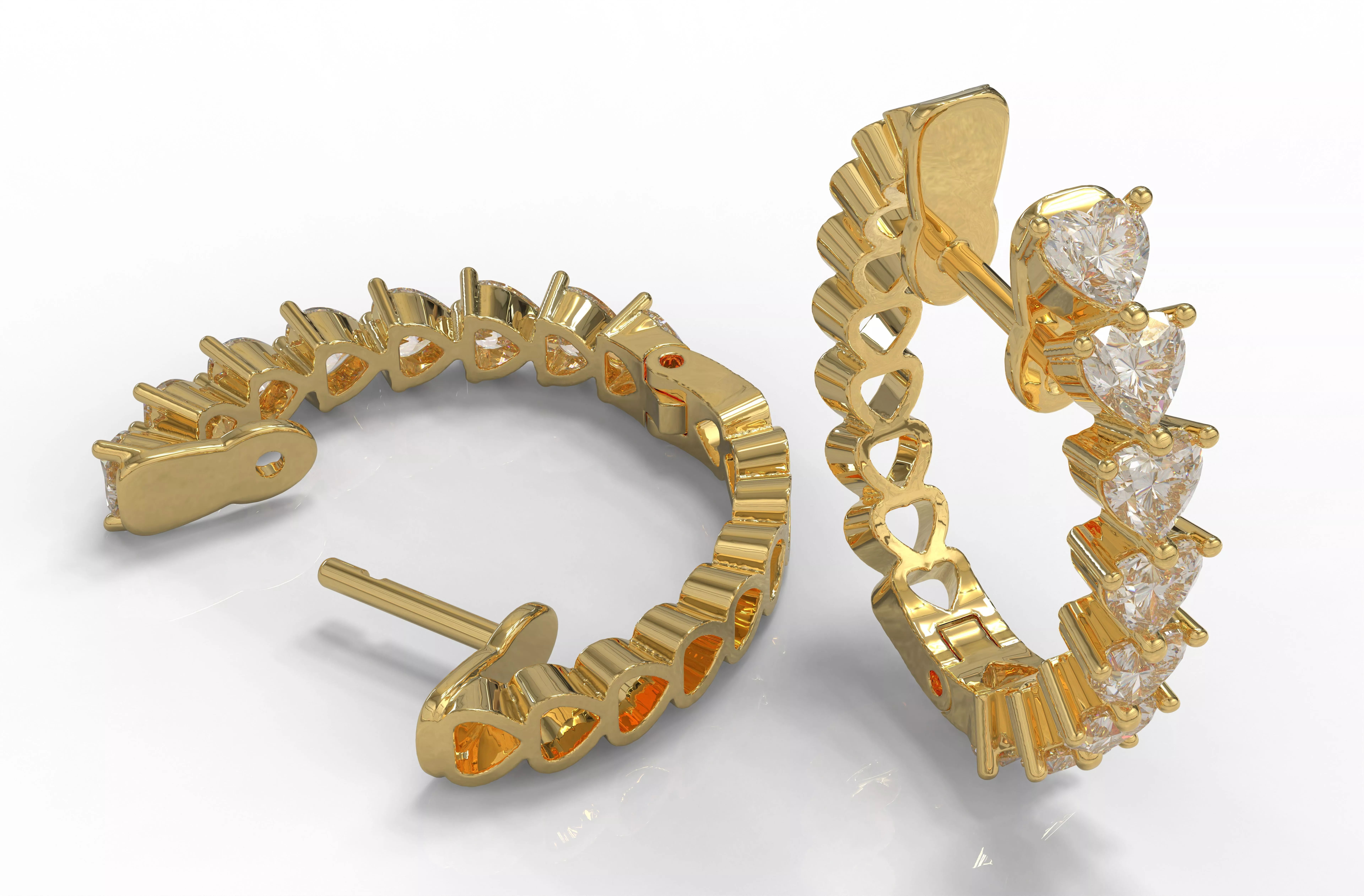 Heart Diamond Hoop Earrings HDHE30 3D print model