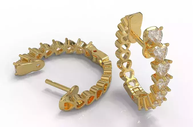 Heart Diamond Hoop Earrings HDHE30