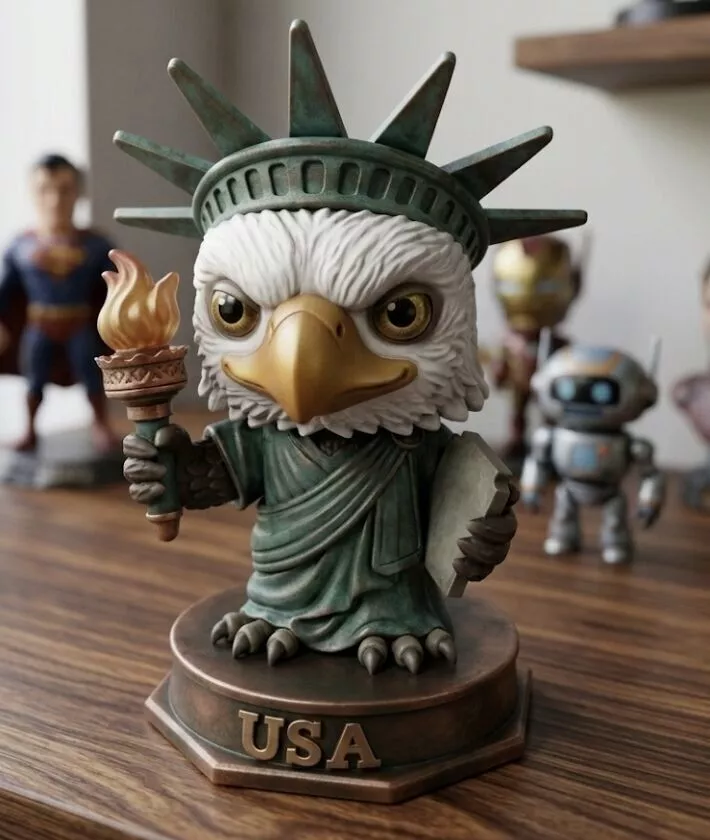 Chibi Eagle Liberty Figurine Patriotic Eagle Statue of Liberty 3D print model