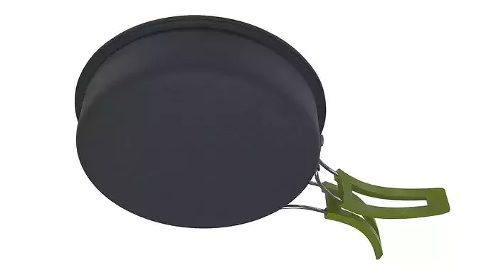 Camping Cooking Pot Foldable Handle Green 3D model 6
