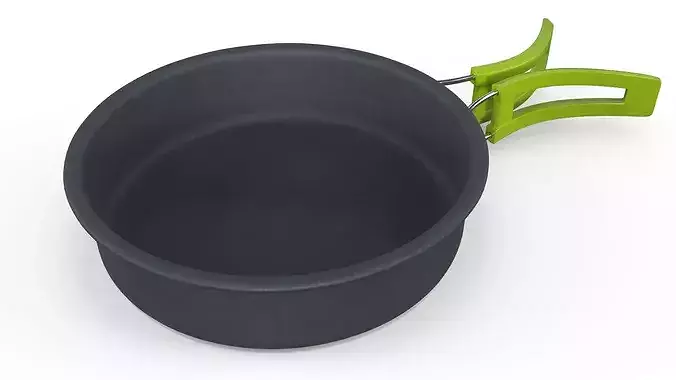 Camping Cooking Pot Foldable Handle Green 3D model