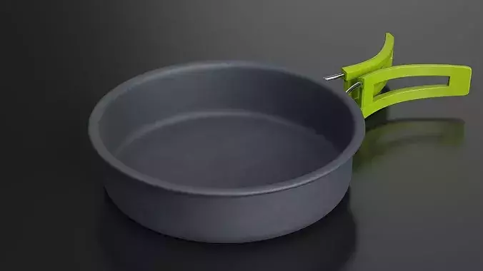 Camping Cooking Pot Foldable Handle Green 3D model 4
