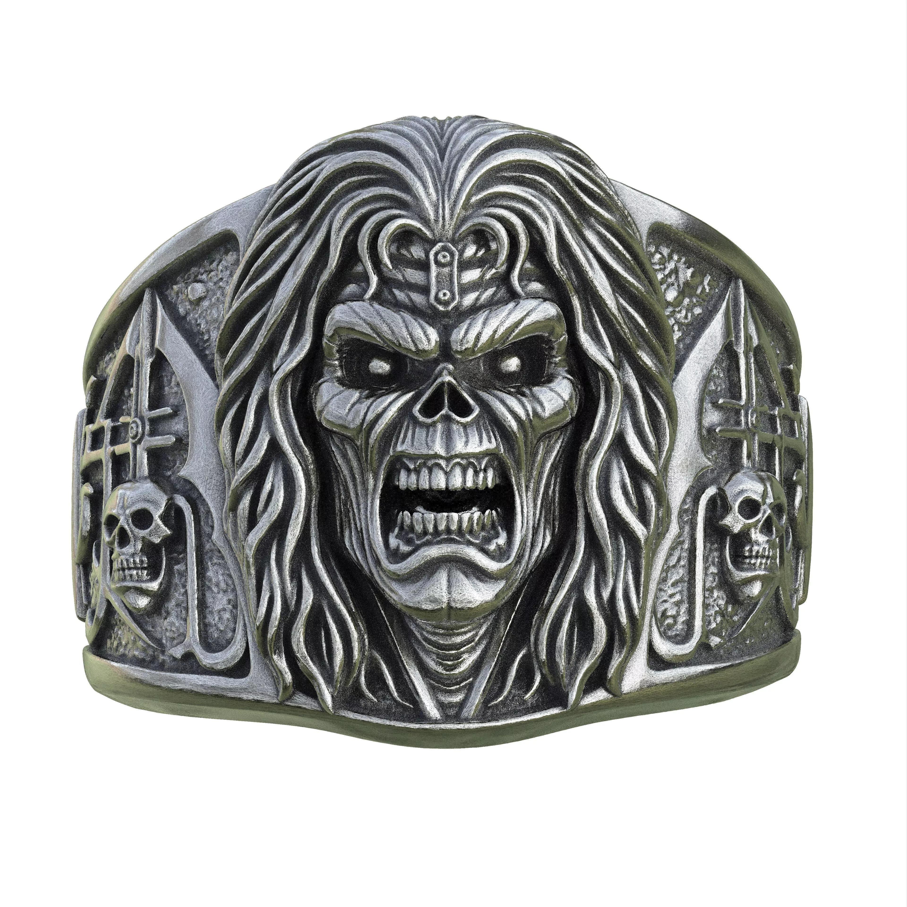 Heavy Metal Skull Ring STL Gothic Biker 3D Model Download 3D print model