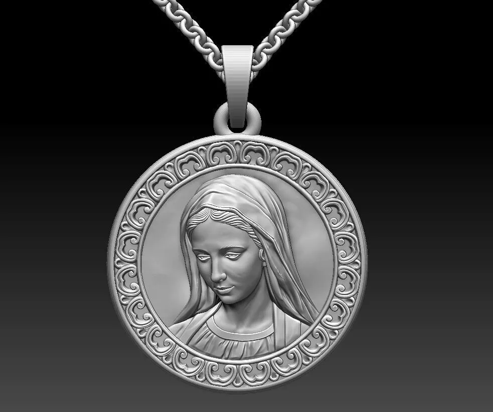 3D Model Virgin Mary Pendant - Jewelry CAD STL File for Casting 3D print model