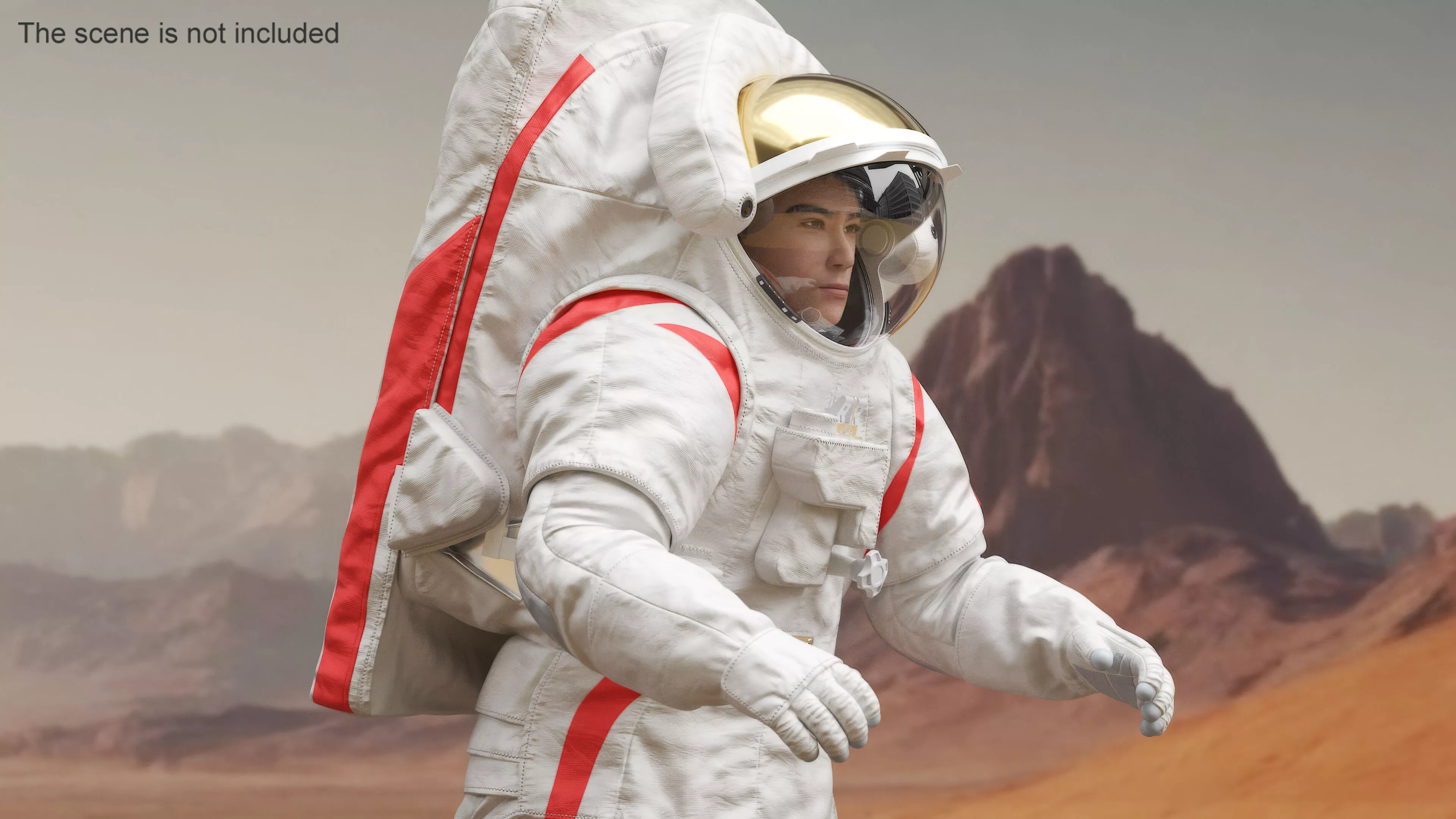 Chinese Moon Spacesuit Empty Rigged for Cinema 4D 3D model