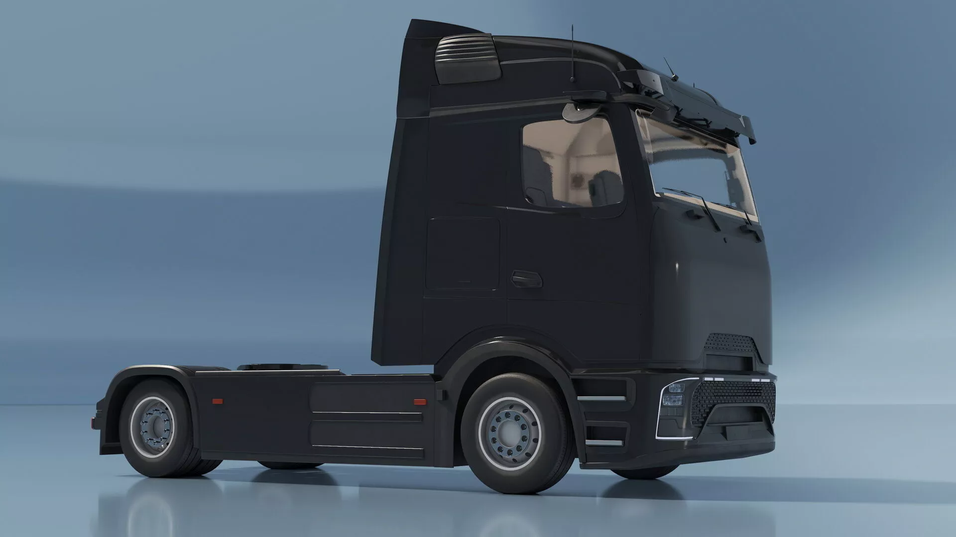 Long Haul Tractor Cab Unit Black Rigged for Cinema 4D 3D model