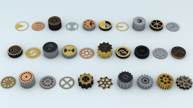 Steampunk Cogwheels Pack  3D model