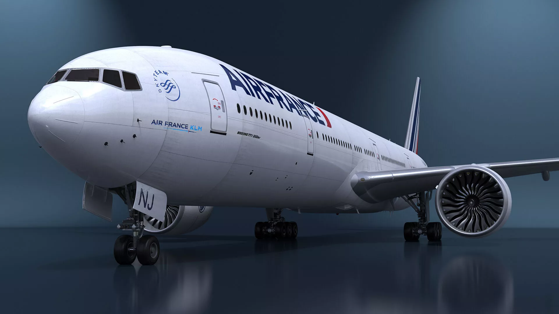 Air France Boeing 777-300ER Rigged for Cinema 4D 3D model