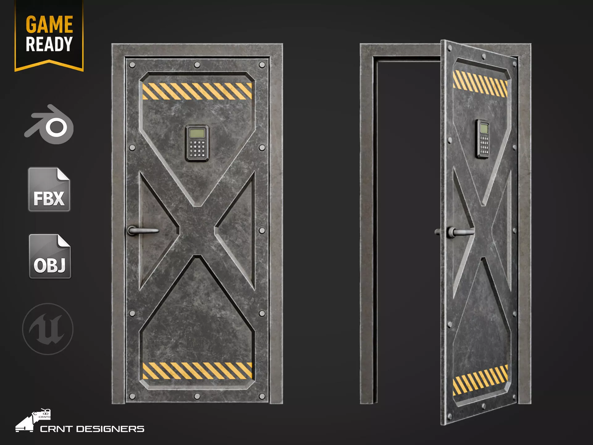 Military Security Door - UE4 And UE5 Optimized Low-poly 3D model
