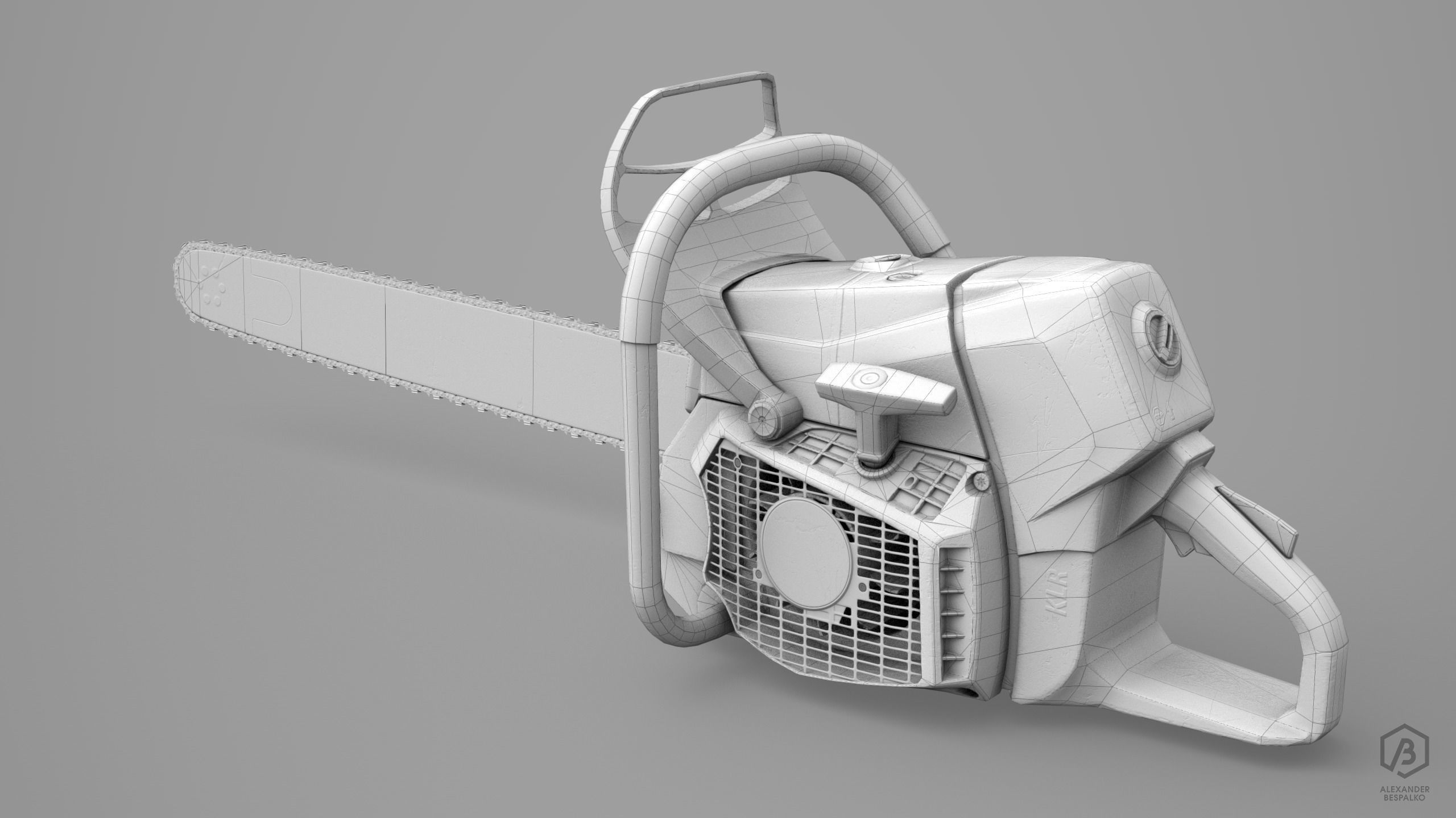 Game Ready Aged Chainsaw Low-poly 3D model_5