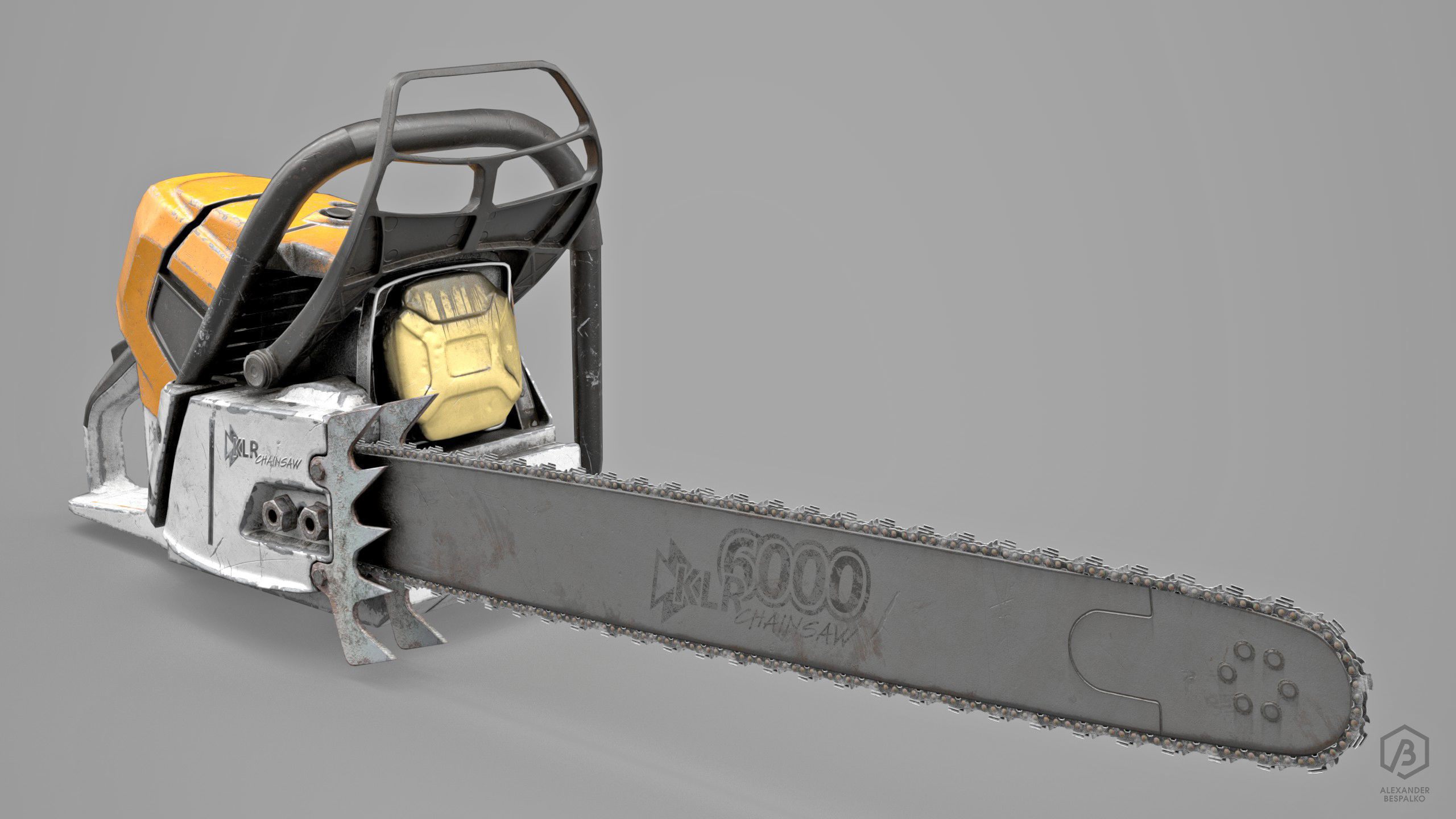Game Ready Aged Chainsaw Low-poly 3D model_3
