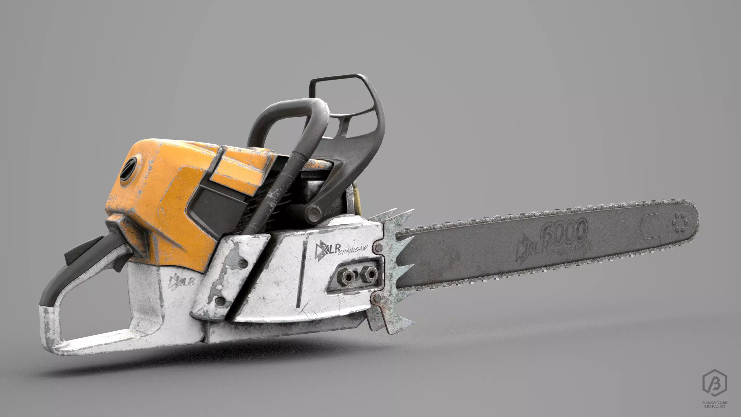 Game Ready Aged Chainsaw Low-poly 3D model_0