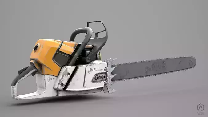 Game Ready Aged Chainsaw Low-poly 3D model
