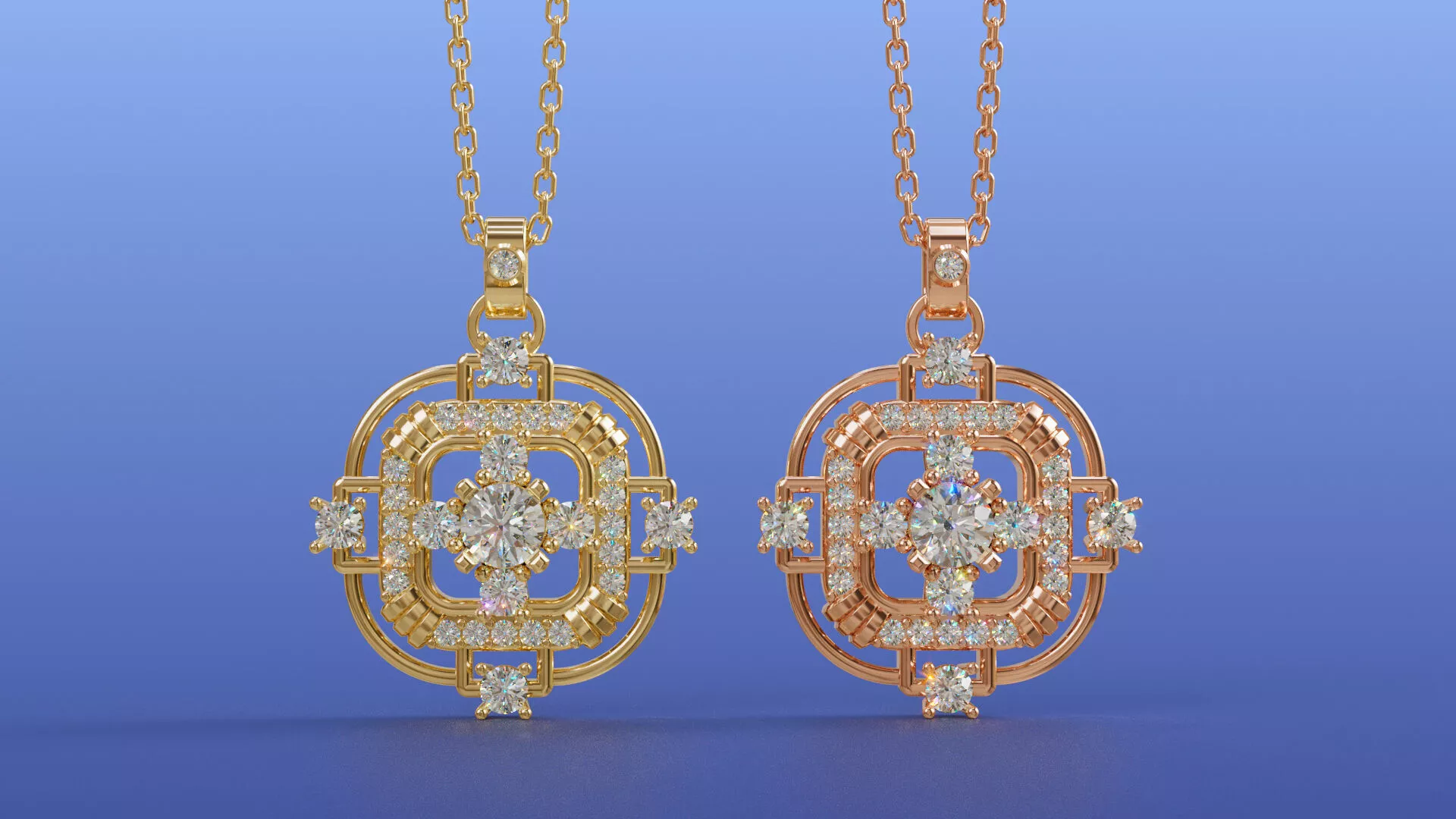 Art Deco Geometric Pendant Necklace 3D Jewelry CAD Design 3D print model
