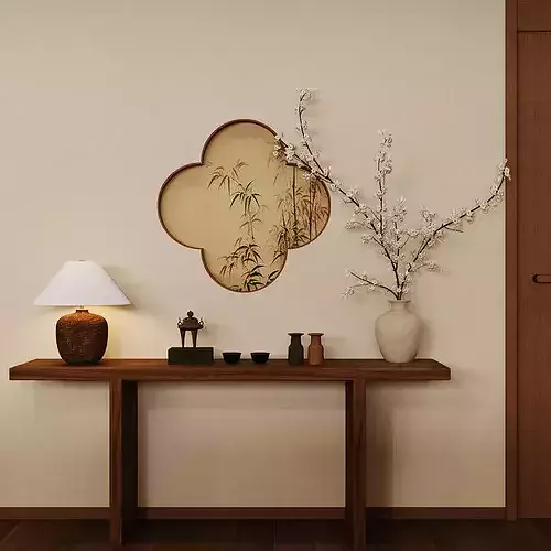 Chinese style living and dining room  3D model 7