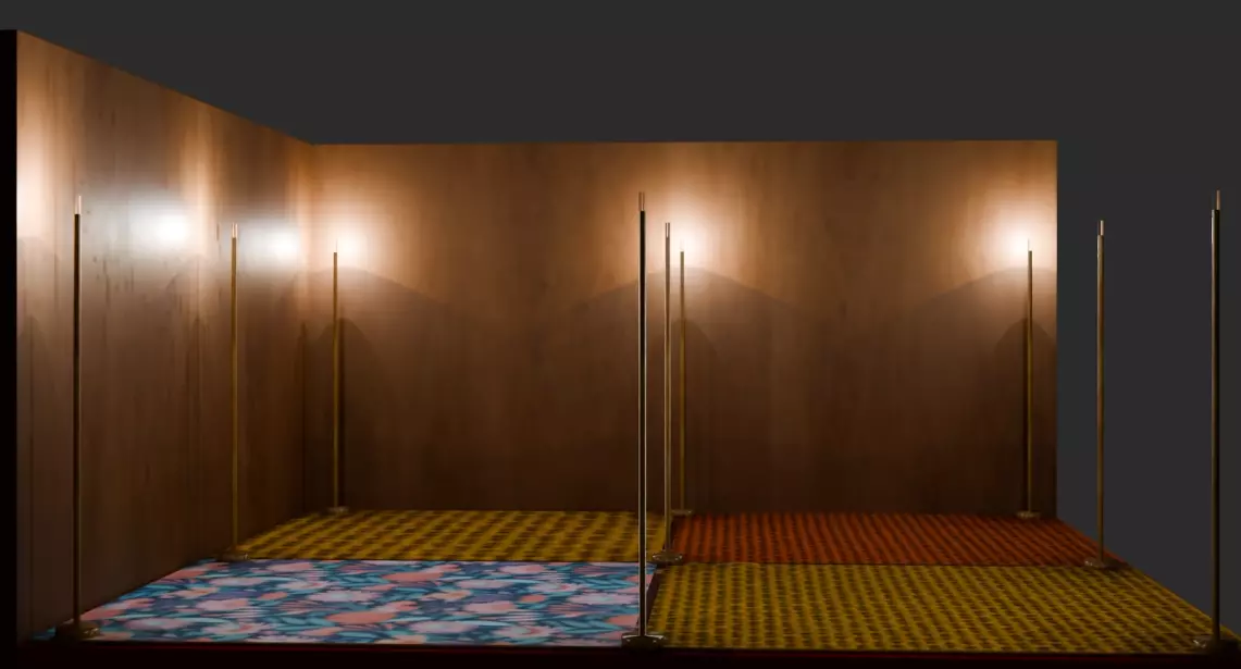 Modern Luxury Studio Stage Wooden Walls Minimalist Floor Lamps Low-poly 3D model
