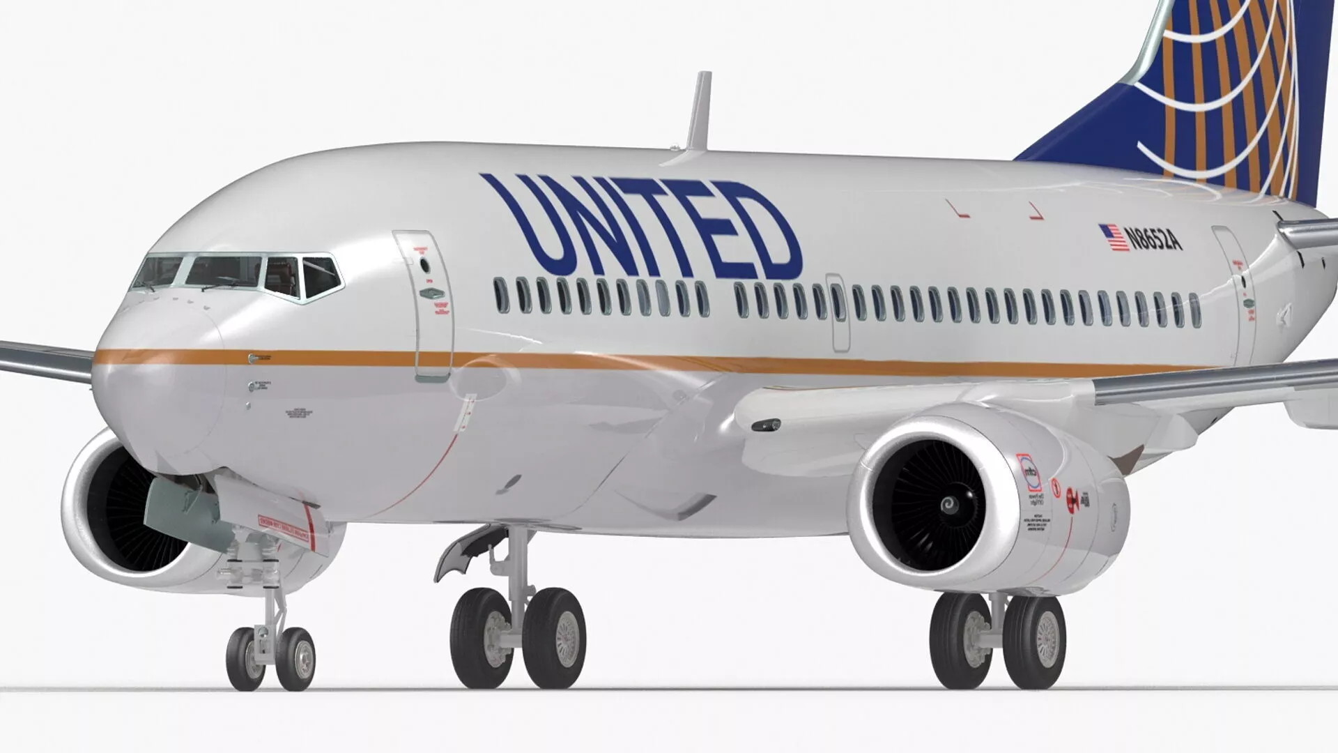 United Airlines Boeing 737-700 with Interior Rigged Cinema 4D 3D model