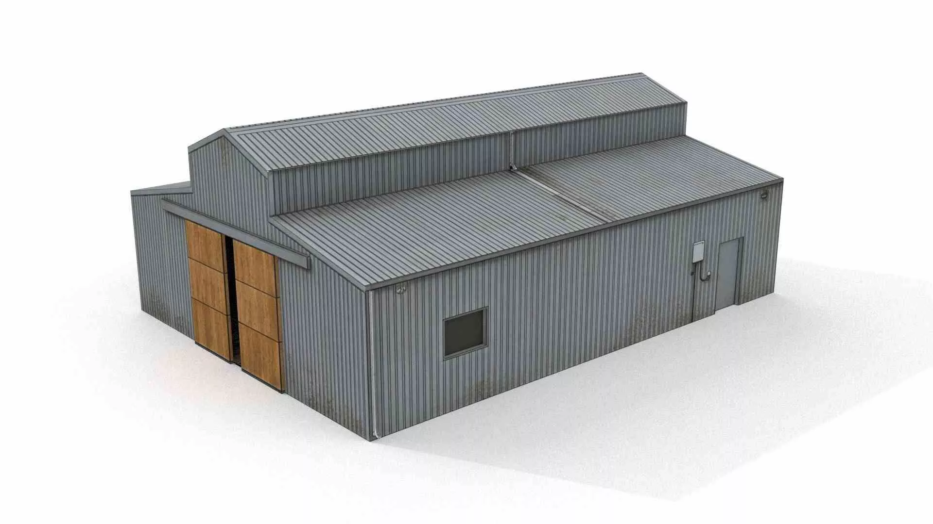 Modern corrugated metal agricultural shed Low-poly 3D model