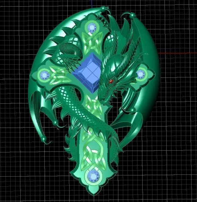 dragon sword pendant 3D print model_0